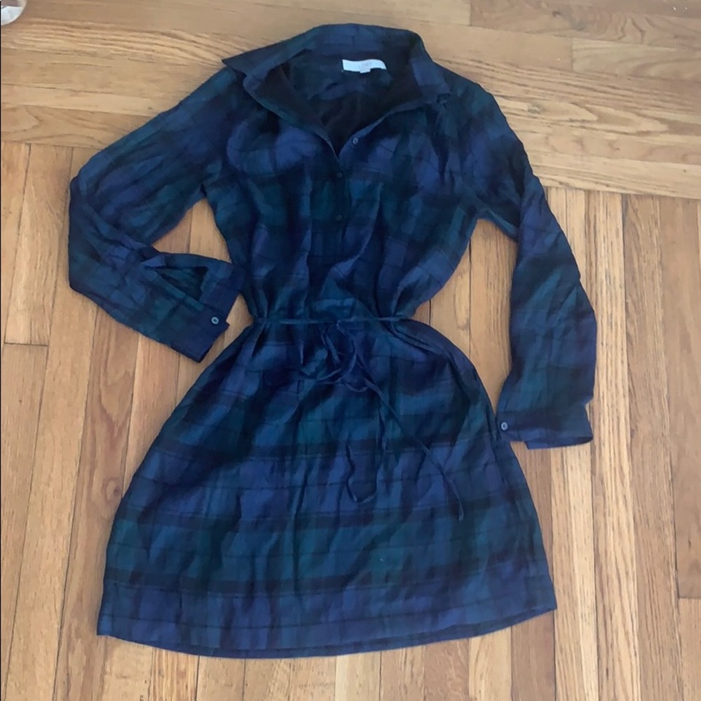 3/4 button plaid dress